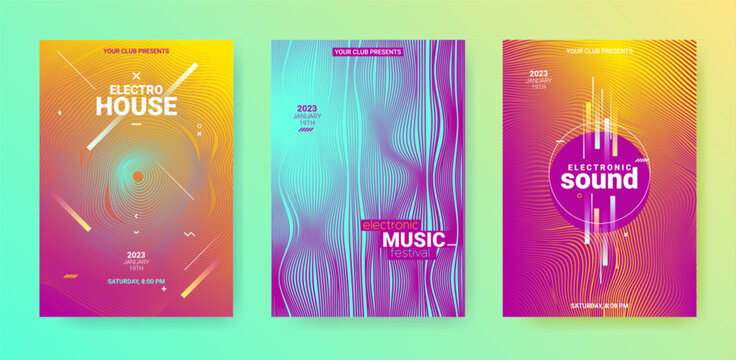 Dance Music Flyer. Electronic Party Cover. Vector Dj Background.