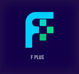 Plus sign and letter f plus combination idea logo. Unique color transitions. Health and medical service design template. vector.