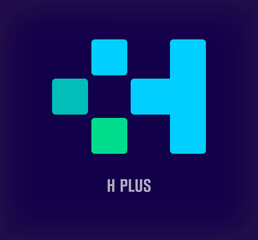 Plus sign and letter h plus combination idea logo. Unique color transitions. Health and medical service design template. vector.
