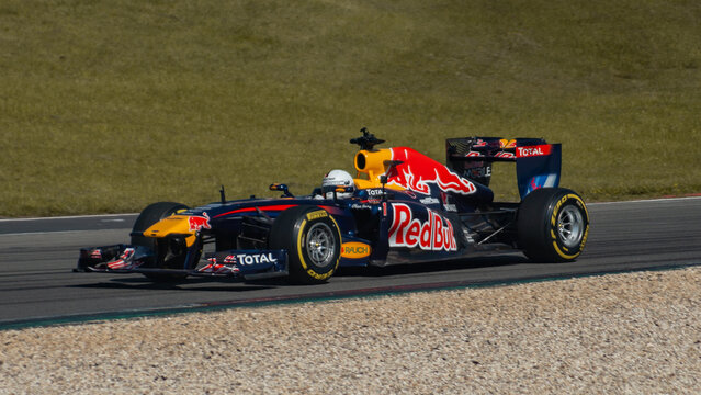 Sebastian Vettel driving his world championship winning Red Bull RB7 "Kinky Kylie" F1 car on the N&uuml;rburgring, September 2023