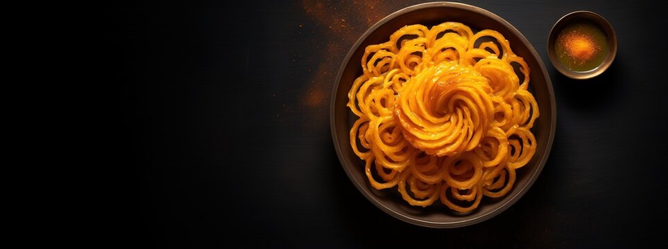 Generative AI, Jalebi, imarti, imarati, paneer jalebi or zulbia, Indian sweet food. 