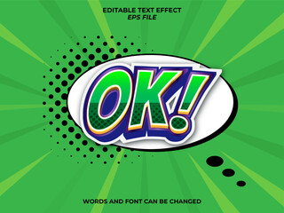 ok comic style text effect, font editable, typography. vector template
