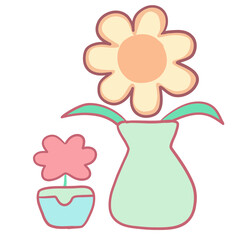 Flowers and vases, minimalist style