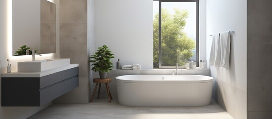 Fototapeta premium Contemporary bathroom in a modern home