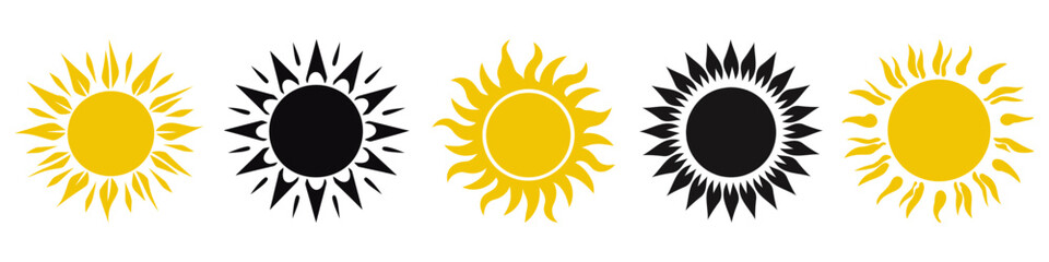 Sun icons set. Vector illustration.