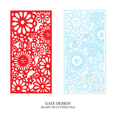 Gate Jali Design for laser Graphic and Plywood, Partition, Cnc Router Design, Acrylic and CNC Machine laser Cutting vector 