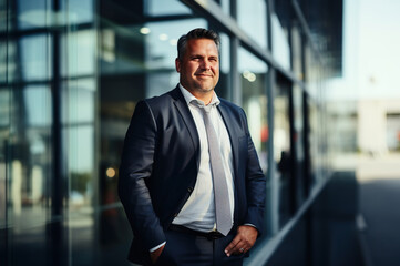 Naklejka premium Photo of plus size manager or boss