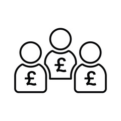 Money management icon. Line, outline design.