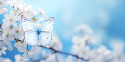 Blue Holly Butterfly And Hyacinth Purple Flower On The Turquoise Blurred Background, | HD flowers the nature wallpaper