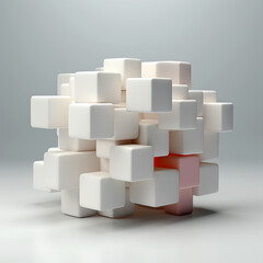 Beautiful white lacquered cubes stacked in rows
