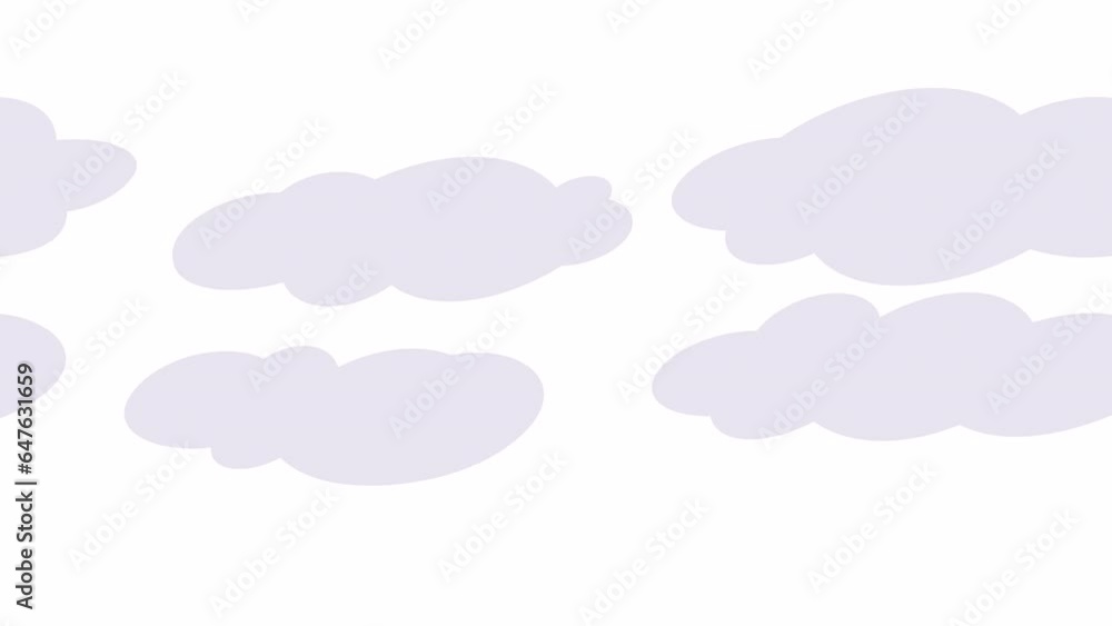 Poster clouds casting shadows 2d object animation. drifting clouds silhouettes flat cartoon 4k video, trans