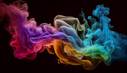 Fototapeta premium Abstract multicolored smoke spreading, bright background for advertising or design, wallpaper for gadget minimalist background, Ai generated image