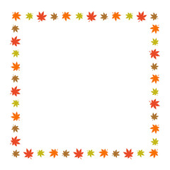 Naklejka na ściany i meble Autumn maple leaves square frame on white background.