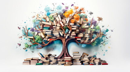 Lots of books forming a tree, tree of books.