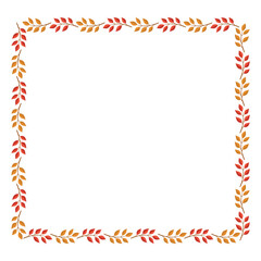 Obraz premium Autumn branches square frame on white background.