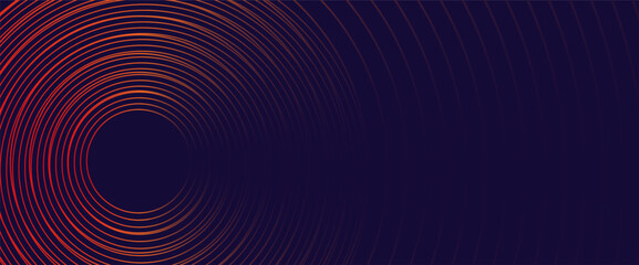 Futuristic abstract background. Glowing circle lines design. Swirl circular lines element. Future technology concept. Horizontal banner template.