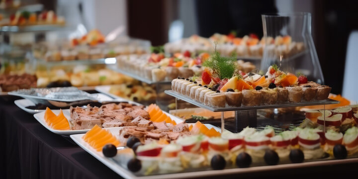 catering food wedding service, banquet buffet luxury table in restaurant, event party hotel breakfast dinner lunch meal catering business