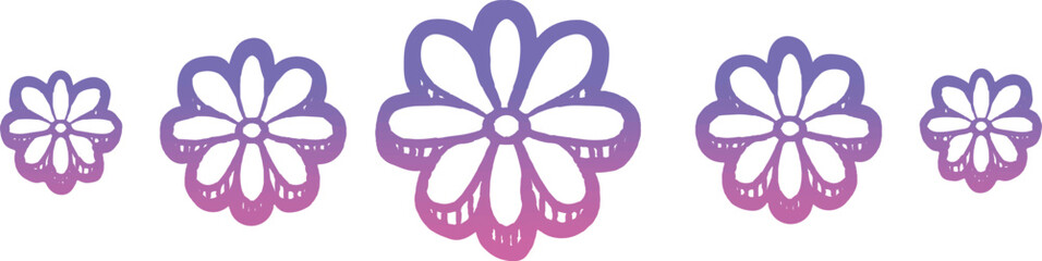 Flower Dot Purple Pink Gradient Line Art