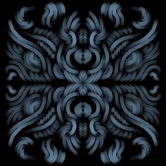 Dark abstract with 3D effect. Lines and shapes on a dark background. Volumetric illustration. Background with 3D effect