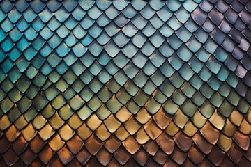 Texture of snake or dragon gradient golden and blue metallic scales