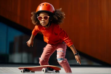 Zelfklevend Fotobehang Summer kid sport skateboard person skate lifestyle childhood active children © SHOTPRIME STUDIO