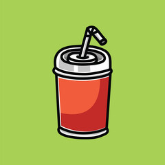 Soda Drink Vector Cartoon Illustration. Drink Soda Icon Concept Isolated Premium Vector. Flat Cartoon Concept. Cute Doodle Cartoon Illustration Style. Suitable for Any Project