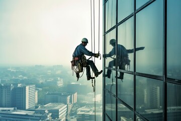 Skilled industrial climbers at work, performing maintenance and inspection tasks in various industries.'generative AI'