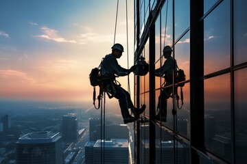 Skilled industrial climbers at work, performing maintenance and inspection tasks in various industries.'generative AI'