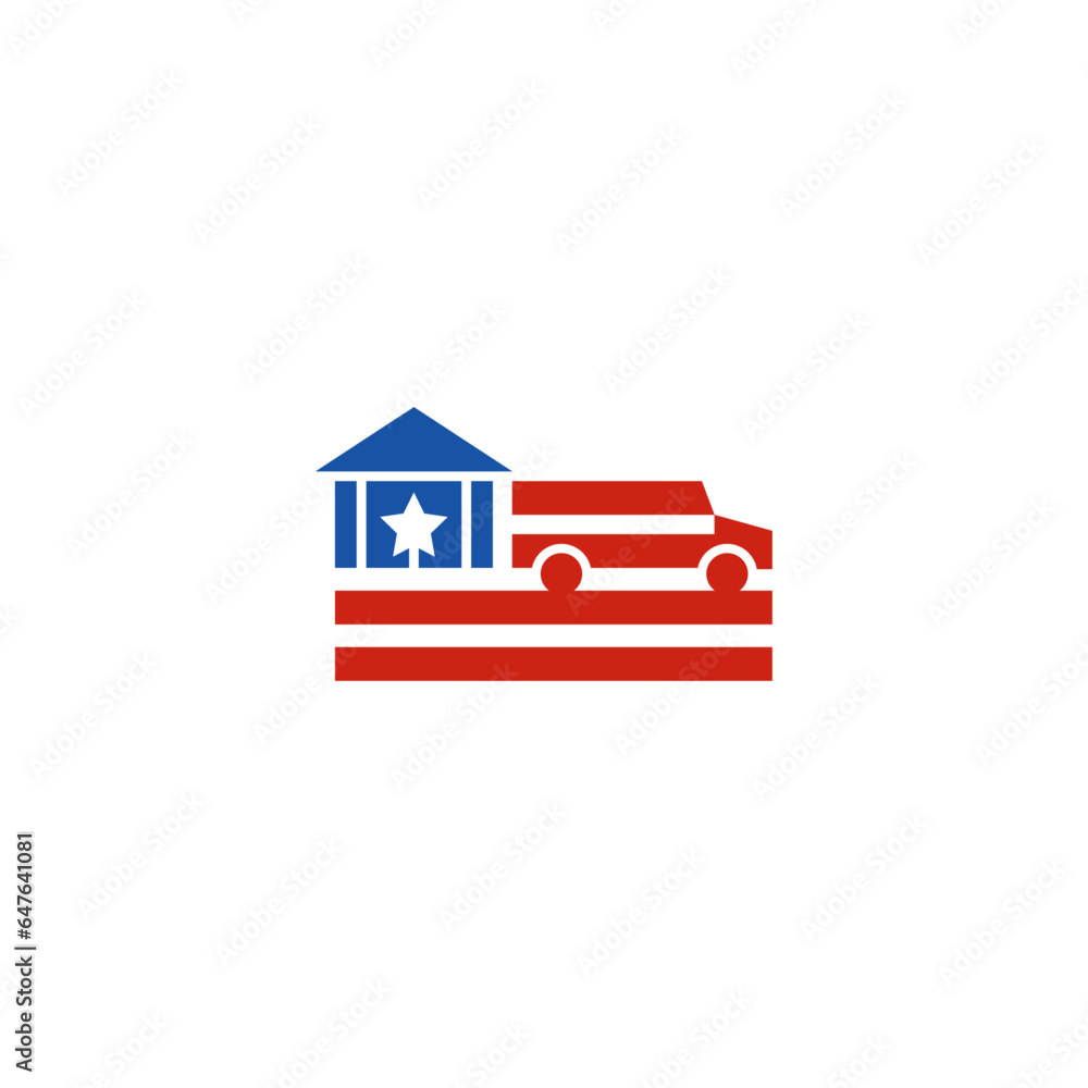 Wall mural american flag and cargo van logo design.