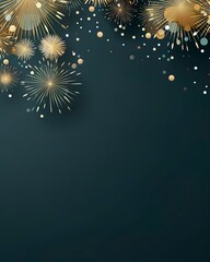 Fototapeta na wymiar New Years banner with fireworks on a dark background with room for copy text.