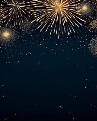 New Years banner with fireworks on a dark background with room for copy text. - obrazy, fototapety, plakaty