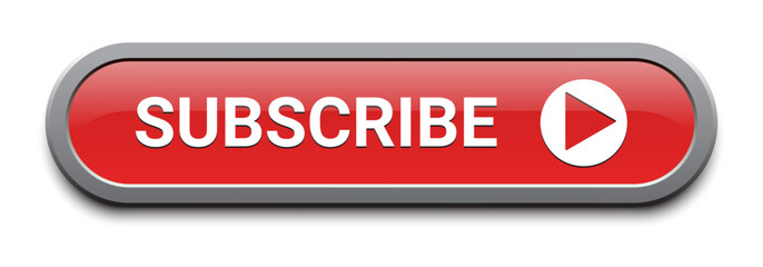 Red subscibe button with video icon vector design for decorate you website, UI UX ,mobile application, EPS10 isolated on white background.