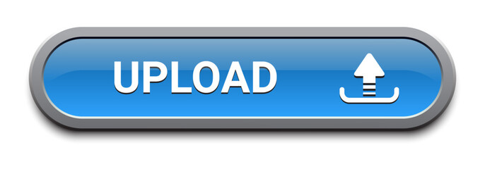 Blue upload button with arrow icon vector design for decorate you website, UI UX ,mobile application, EPS10 isolated on white background.