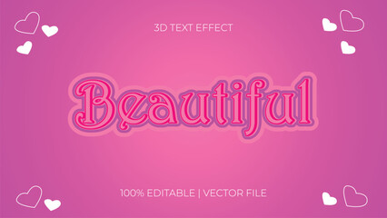 beautiful pink background 3d text effect editable eps vector file template