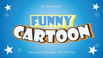 funny cartoon blue background 3d text effect editable eps vector file template