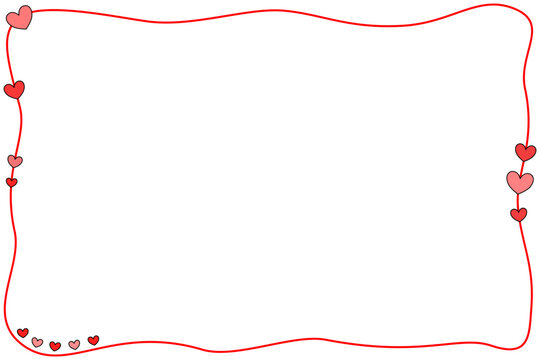 Vector - Cute red border or frame with mini hearts. Valentine, wedding. Copy space.