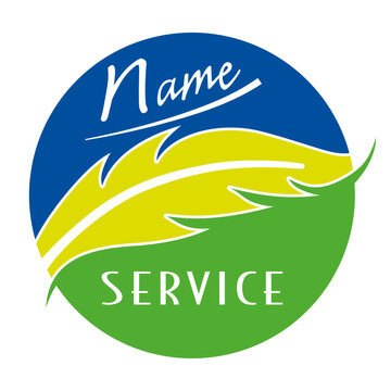 Logo rond 3 couleurs avec une plume