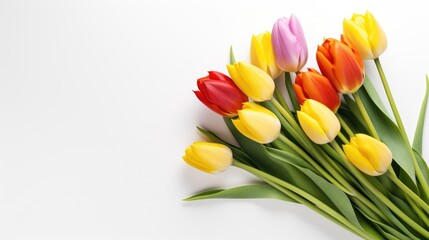 Tulips bouquet on a white background
