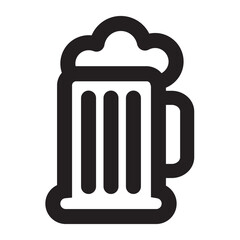 beer mug icon, beer head or foam, linear, black and white, vector illustration 