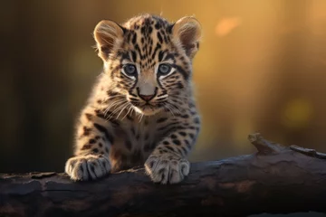 Foto op Plexiglas Luipaard Portrait of a leopard kitten in the wild.