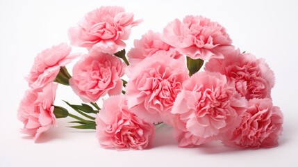 Carnation bouquet on a white background
