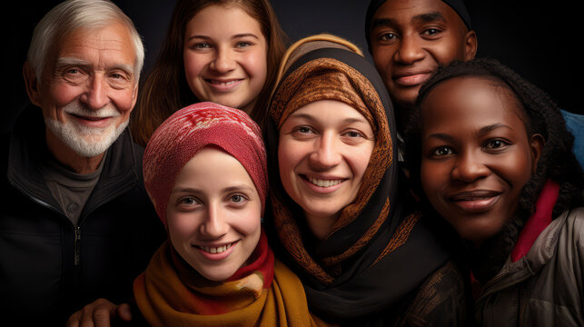 Diverse Group of people Happiness,Diversity, Equity, Inclusion, and Belonging (DEIB) with a powerful image that represents diverse individuals coming together, banner