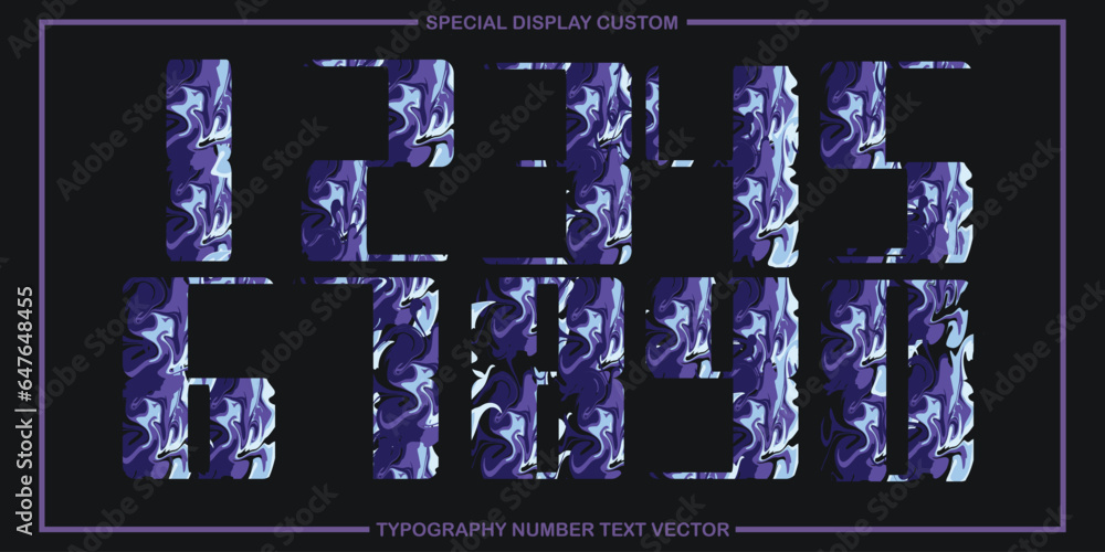 Poster assorted digital custom vector numbers. minimum. color gradation. dark. banner network. 3d effect. d