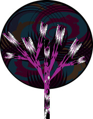 Abstract purple tree, summer, logo, sticker, icon