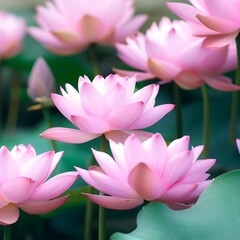 Pink Lotus Flowers in Pond - A Flower Photo that Presents the Beauty and Tranquility of Nature