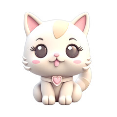 Naklejka premium Cute cat 3d icon isolated on transparent background Png V2