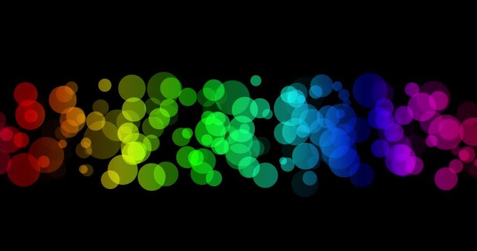 抽象的な虹色グラデーションの玉ボケアニメーション素材(黒背景) 
