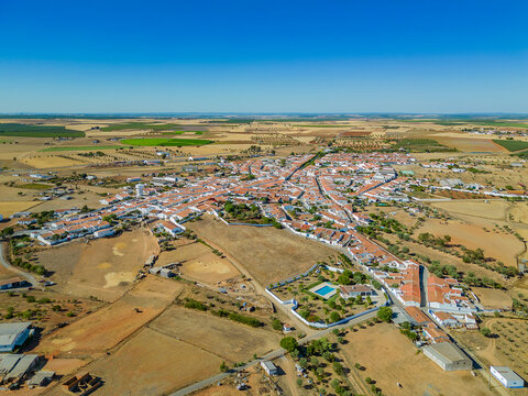 Aerial view of Cabeca Gorda, a small town in the countryside of Alentejo region, Portugal.