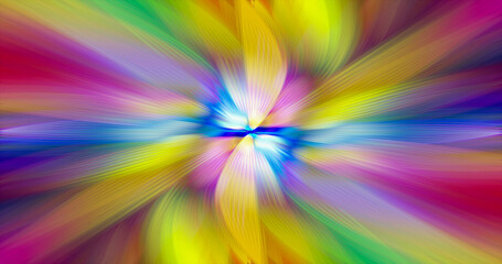 Obraz premium Abstract multicolored zoom effect background. Digitally generated image. Rays of versicolor light. Colorful radial blur, fast speed zooming motion, sunburst or starburst. Use for Banner Background