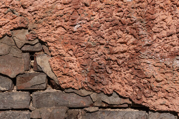 The texture of a plastered brick wall